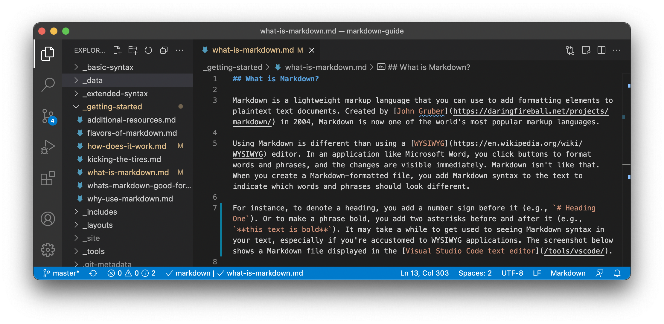 Visual Studio Code 文本编辑器显示 Markdown 文件