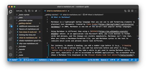 Markdown file in the Visual Studio Code text editor